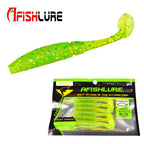 AFISHLURE 6pcs/lot T Tail Soft Worm 3.2g 75mm Paddle wobbler fishing lure for bass Fishing Bait Grub Swimbait