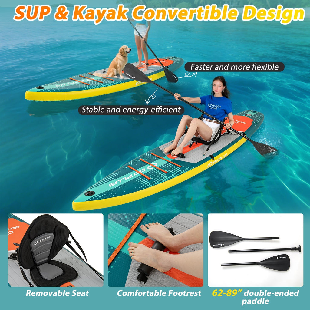11 Feet Inflatable Stand Up Paddle Board with Kayak Seat for Adults-L