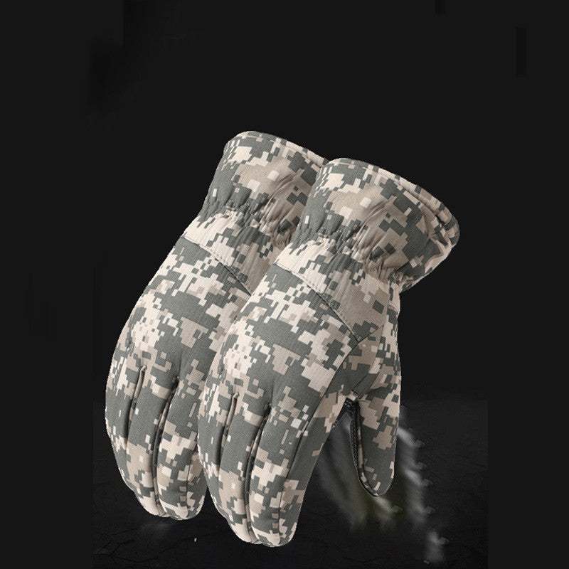 Autumn And Winter Fleece-lined Thickened Camouflage Tactics Ski Warm Gloves