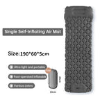 Outdoor double inflatable sleeping pad – with built-in pillow & pump, for camping, backpacking, hiking.