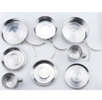 Mayitr 8Pcs Stainless Steel Outdoor Camping Picnic Pot Pan Kit Camping Backpacking Hiking Cookware Set High quality