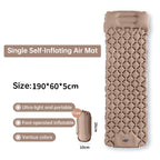 Outdoor double inflatable sleeping pad – with built-in pillow & pump, for camping, backpacking, hiking.