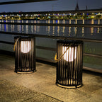 10.5'' High Solar Lantern Outdoor Table Lamp Black 2Pcs