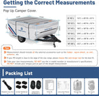 Umbrauto Pop Up Camper Cover, Folding Tent Trailers, 300D Silver Oxford, Waterproof, Windproof, Sun-Resistant, Tear-Resistant, Heavy-Duty RV Cover with Straps & Air Vents