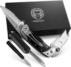 Premium Utility Knife, Folding Pocket Knife Combo, Box Cutter, Heavy Duty Dual Blades W/Belt Clip Gift Set for Dad Carpenter or Construction Worker