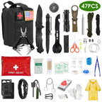 47Pcs Emergency Survival Kit Survival EDC Gear Equipment Tool First Aid Supplies Kit Tools with Pouch for Hiking Hunting Disaster Camping Adventure