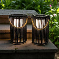 10.5'' High Solar Lantern Outdoor Table Lamp Black 2Pcs