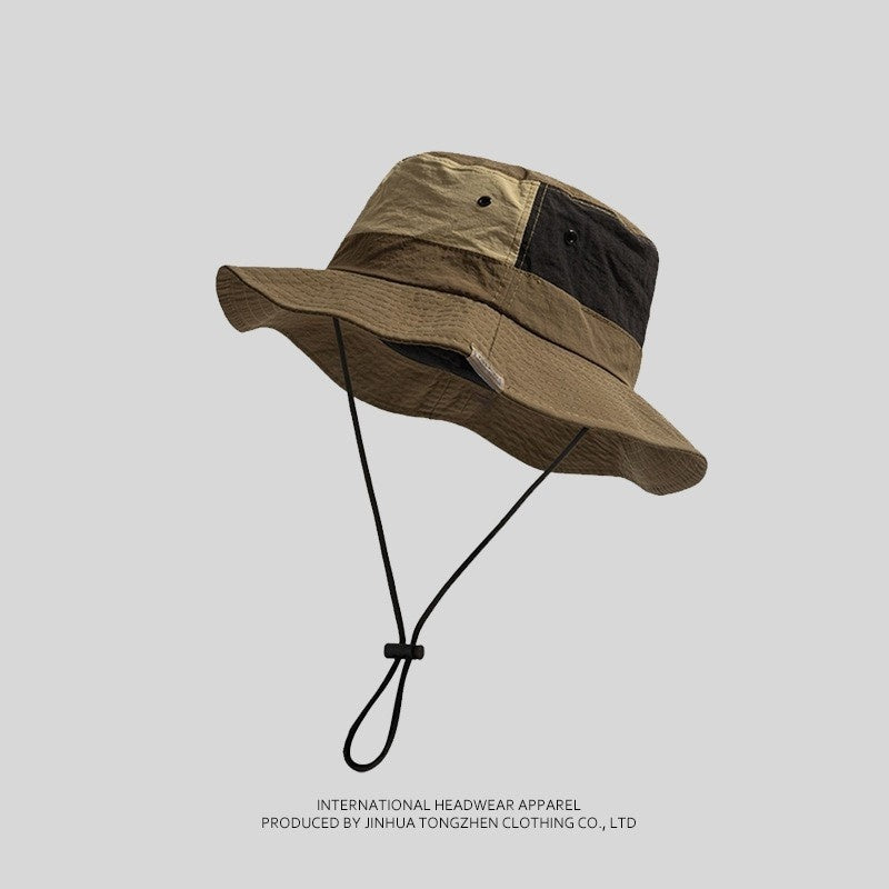 Bucket Hat Female Colorblock All-matching Outdoor Hiking Camping Tourist Hat Male