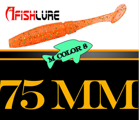 AFISHLURE 6pcs/lot T Tail Soft Worm 3.2g 75mm Paddle wobbler fishing lure for bass Fishing Bait Grub Swimbait