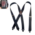 Holdup Brand 1 1/2" Wide Black Ski-Up X-back Suspenders with USA Patented Gripper Clasps