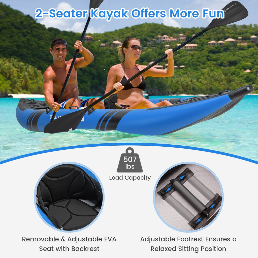 Inflatable 2-person Kayak Set with Aluminium Oars and Repair Kit