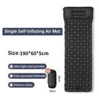 Outdoor double inflatable sleeping pad – with built-in pillow & pump, for camping, backpacking, hiking.