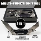 Premium Utility Knife, Folding Pocket Knife Combo, Box Cutter, Heavy Duty Dual Blades W/Belt Clip Gift Set for Dad Carpenter or Construction Worker