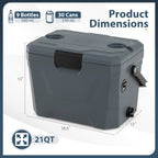 Insulated Portable Cooler Hard Shell Ice Chest with 2 Cup Holders
