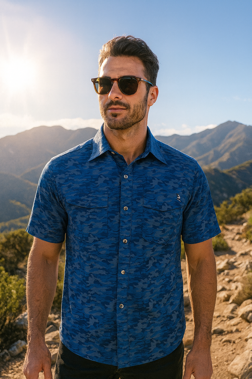Men's Dot Camo UV Vented Fishing Shirt