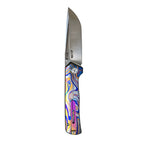 MUCITUP Rift Ti Titanium Folding Knife 14C28N Front Flipper EDC 7.25"