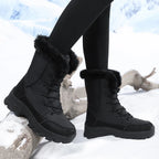 Winter Snow Boots  Women Waterproof Non-Slip Warm Northeast-Style Large Cotton Shoes, Ski , Fleece-Lined,  High-Top Cotton Boots