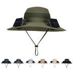 Outdoor Camping Fishing Hiking Sunscreen Fisherman Hat Solar Fan Cap Portable Solar Charging Cap With Fan For Unisex