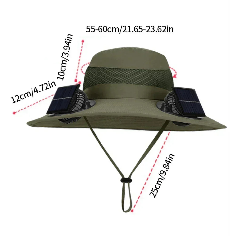 Outdoor Camping Fishing Hiking Sunscreen Fisherman Hat Solar Fan Cap Portable Solar Charging Cap With Fan For Unisex