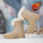 Winter Snow Boots  Women Waterproof Non-Slip Warm Northeast-Style Large Cotton Shoes, Ski , Fleece-Lined,  High-Top Cotton Boots