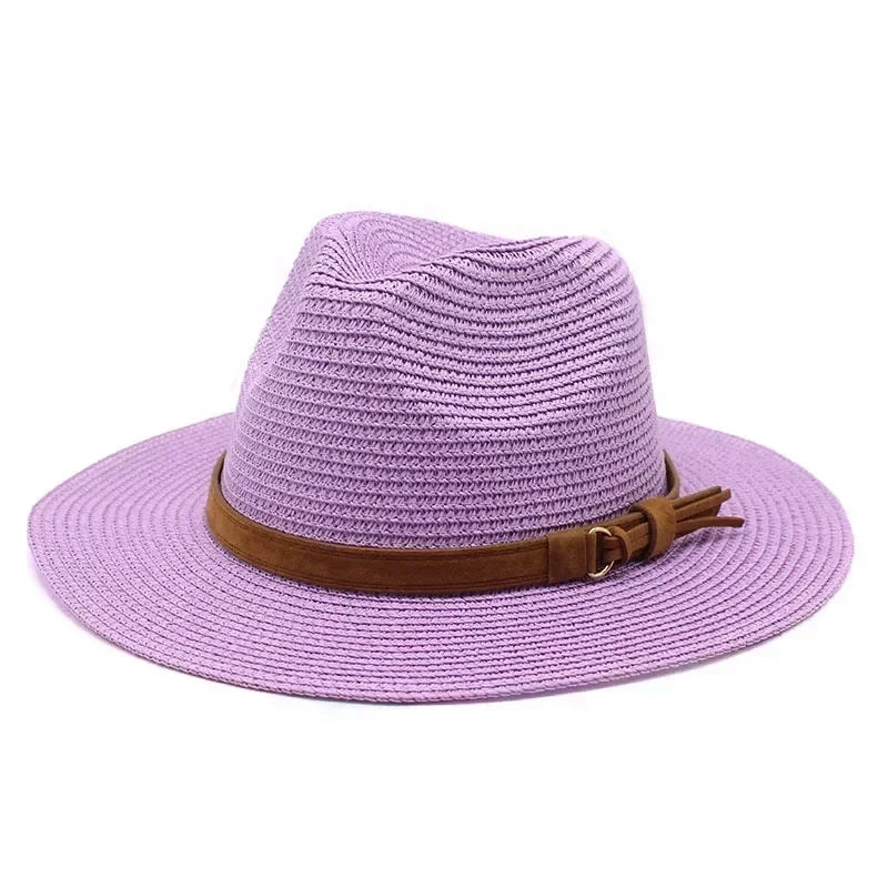 New Big Size 59-60CM Panama Hat Summer Sun Hats for Women Man Outdoor Beach Straw UV Protection Cap Chapeau Jazz Trilby Cap