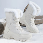 Winter Snow Boots  Women Waterproof Non-Slip Warm Northeast-Style Large Cotton Shoes, Ski , Fleece-Lined,  High-Top Cotton Boots