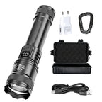 Rechargeable LED Flashlight Zoomable Torch with LCD Display 3 Modes Waterproof High Power Hand Light Outdoor Wilderness Camping