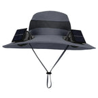 Outdoor Camping Fishing Hiking Sunscreen Fisherman Hat Solar Fan Cap Portable Solar Charging Cap With Fan For Unisex