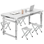 Portable Folding Aluminum Alloy Camping Picnic Table Lightweight Collapsible Carry Handle Easy Setup