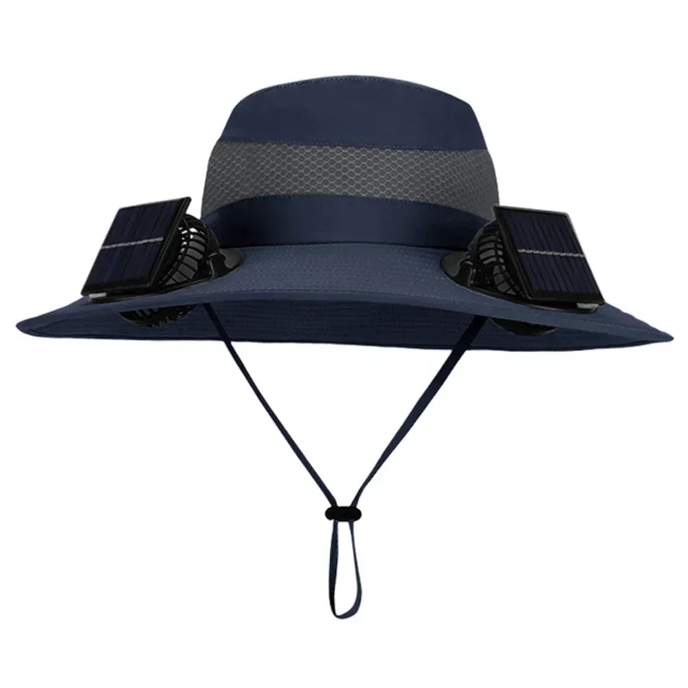 Outdoor Camping Fishing Hiking Sunscreen Fisherman Hat Solar Fan Cap Portable Solar Charging Cap With Fan For Unisex