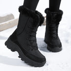 Winter Snow Boots  Women Waterproof Non-Slip Warm Northeast-Style Large Cotton Shoes, Ski , Fleece-Lined,  High-Top Cotton Boots