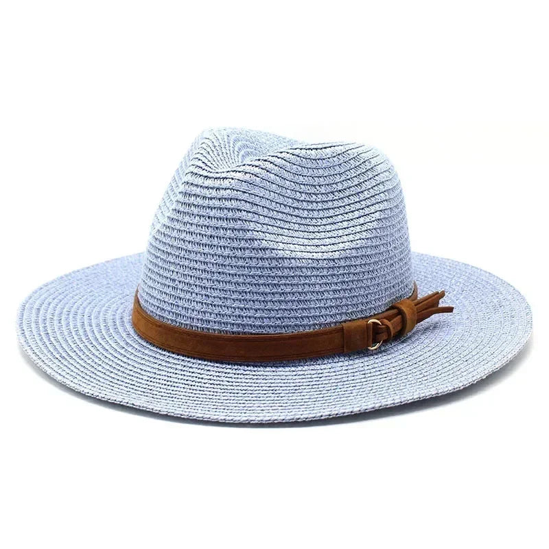 New Big Size 59-60CM Panama Hat Summer Sun Hats for Women Man Outdoor Beach Straw UV Protection Cap Chapeau Jazz Trilby Cap