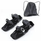 Black Mini Ski Skates Snow Shoes: Portable Adjustable Bindings - # BOAA73110008