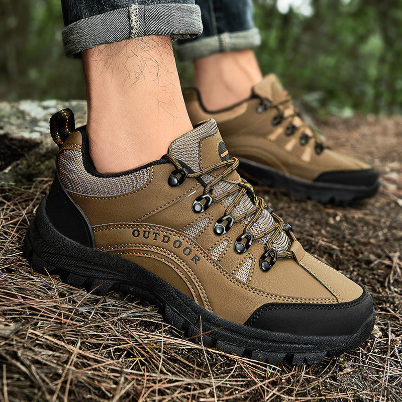 Boots Men's Autumn And Winter Outdoor Sneakers Leather Low-top Hiking Shoes Small Wholesale Delivery