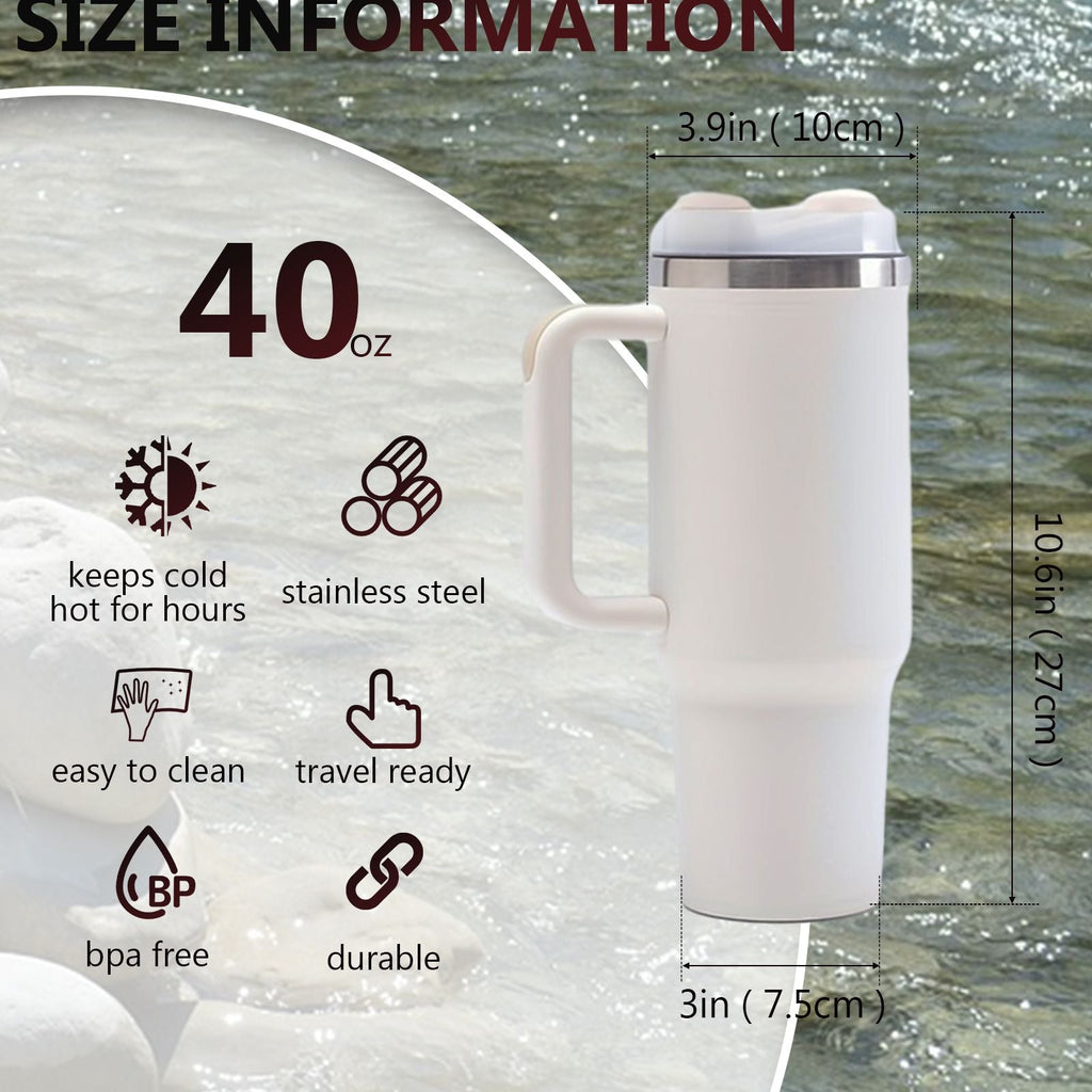 40oz V2 large capacity tumbler,  With Handle And Straw Lid, Insulated Reusable Stainless Steel Water Bottles Travel Mug Coffee Cup car cup water cup For Men Women Outdoor Camping Driving, gift