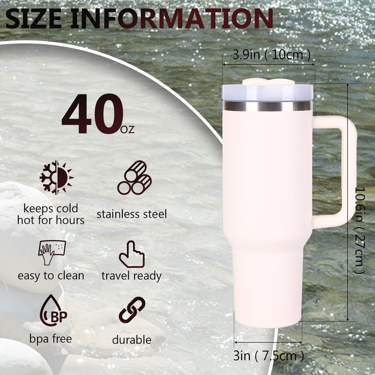 40oz V2 large capacity tumbler,  With Handle And Straw Lid, Insulated Reusable Stainless Steel Water Bottles Travel Mug Coffee Cup car cup water cup For Men Women Outdoor Camping Driving, gift