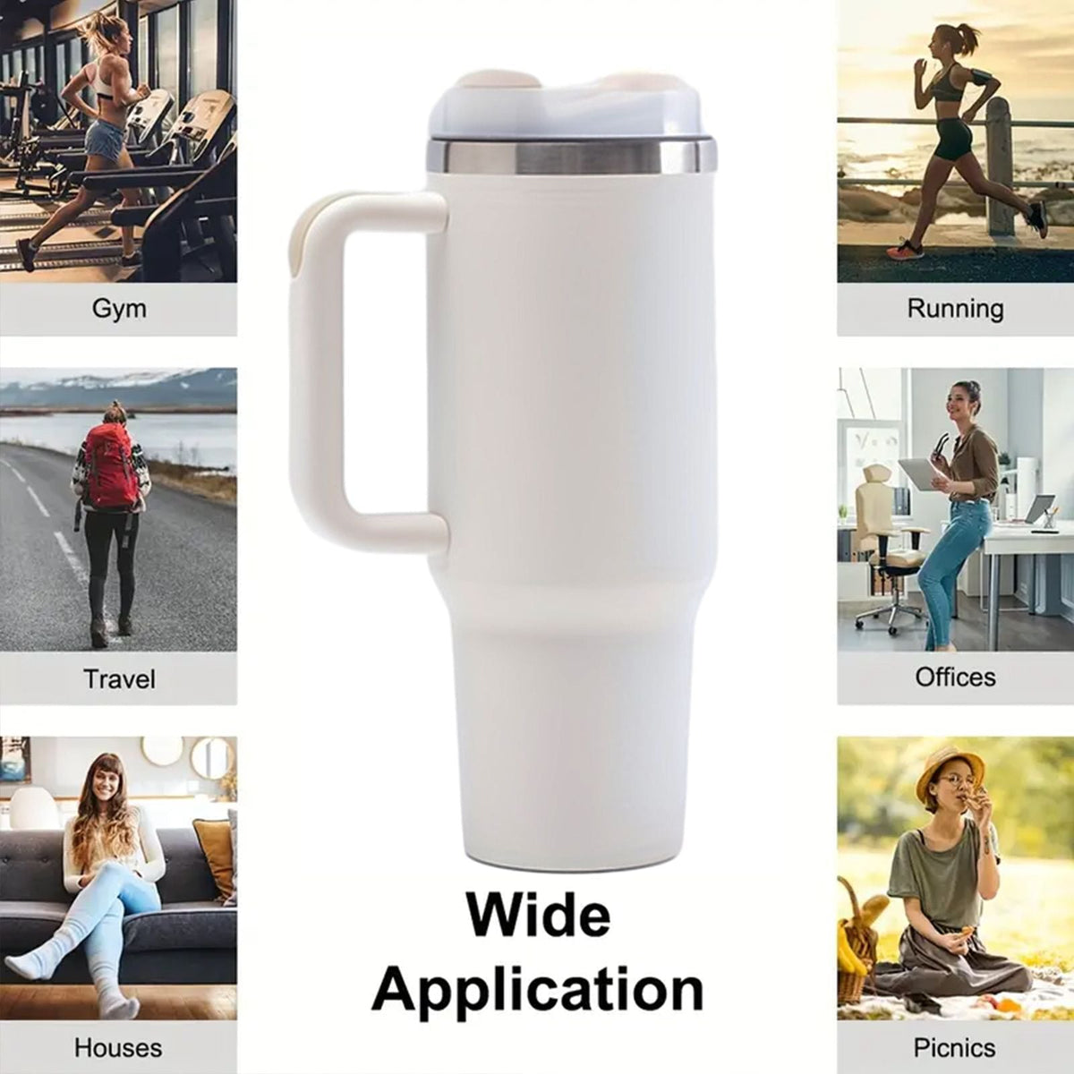 40oz V2 large capacity tumbler,  With Handle And Straw Lid, Insulated Reusable Stainless Steel Water Bottles Travel Mug Coffee Cup car cup water cup For Men Women Outdoor Camping Driving, gift