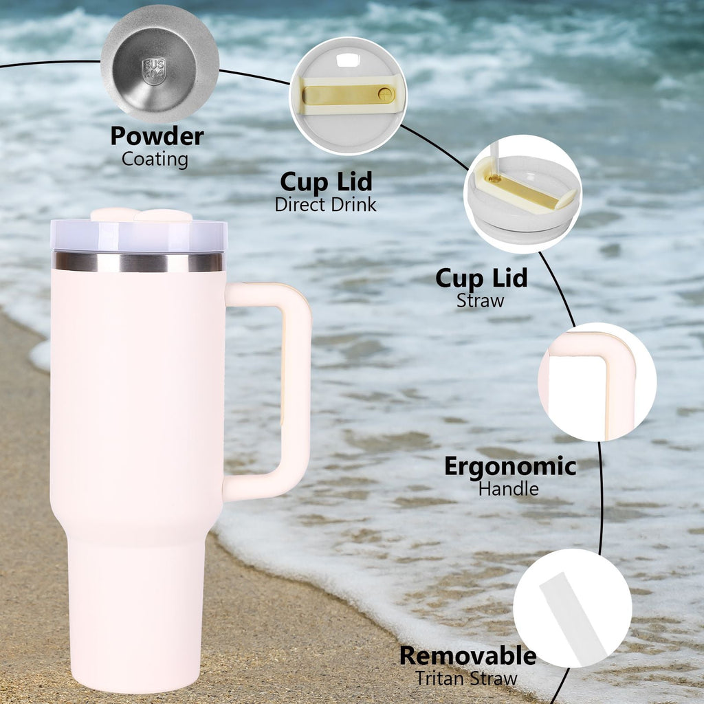 40oz V2 large capacity tumbler,  With Handle And Straw Lid, Insulated Reusable Stainless Steel Water Bottles Travel Mug Coffee Cup car cup water cup For Men Women Outdoor Camping Driving, gift