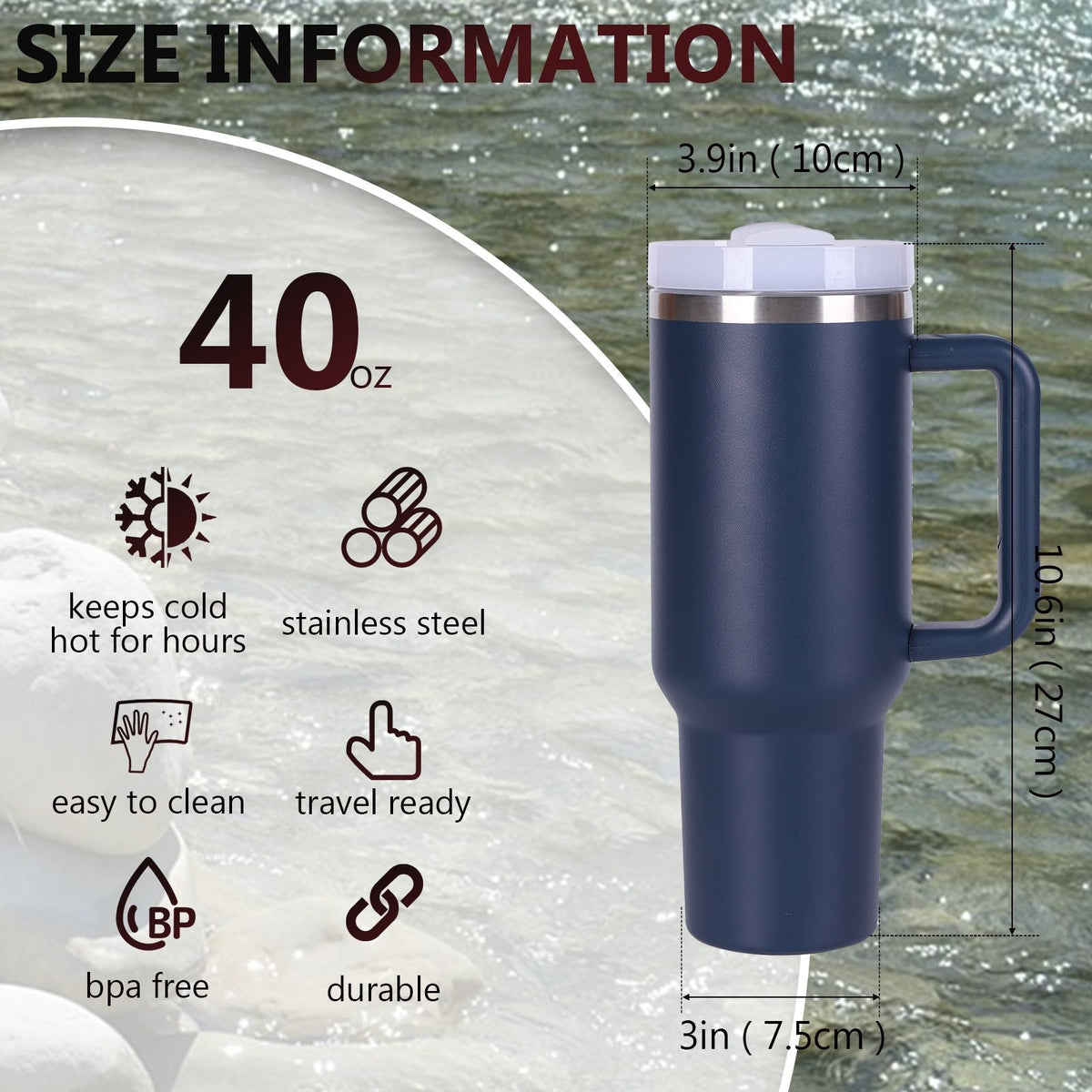40oz V2 large capacity tumbler,  With Handle And Straw Lid, Insulated Reusable Stainless Steel Water Bottles Travel Mug Coffee Cup car cup water cup For Men Women Outdoor Camping Driving, gift