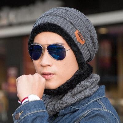 Fashion Knitted Winter Hats For Men Thick and Warm Men Winter Hat Black Autumn Beanie Hat Men Wool Ski Hats Beanies Bonnet Scarf Hat Set Outdoor Sport Warm Beanies Hat For Men Knitted Hats Bandana Hiking Camping Kid Neck Warmer Cap
