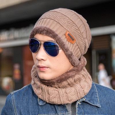 Fashion Knitted Winter Hats For Men Thick and Warm Men Winter Hat Black Autumn Beanie Hat Men Wool Ski Hats Beanies Bonnet Scarf Hat Set Outdoor Sport Warm Beanies Hat For Men Knitted Hats Bandana Hiking Camping Kid Neck Warmer Cap