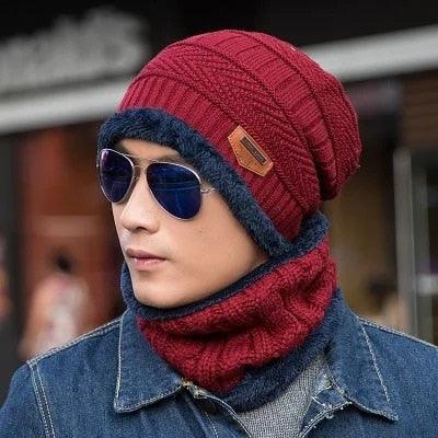 Fashion Knitted Winter Hats For Men Thick and Warm Men Winter Hat Black Autumn Beanie Hat Men Wool Ski Hats Beanies Bonnet Scarf Hat Set Outdoor Sport Warm Beanies Hat For Men Knitted Hats Bandana Hiking Camping Kid Neck Warmer Cap