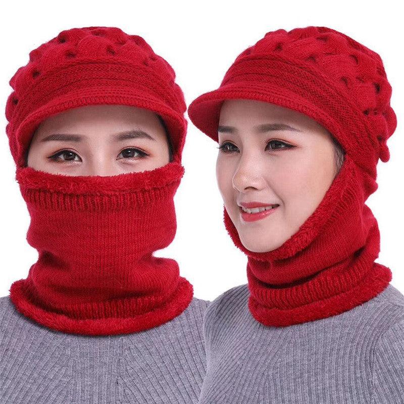 New Winter Balaclava Beanies Mother Hat Women Warm Thick Skellies Riding Outdoor Hats Gorgas Stripes Beanie Cap Mask Scarf Hat Set Outdoor Sport Warm Beanies Hat For Men Knitted Hats Bandana Hiking Camping Kid Neck Warmer Cap