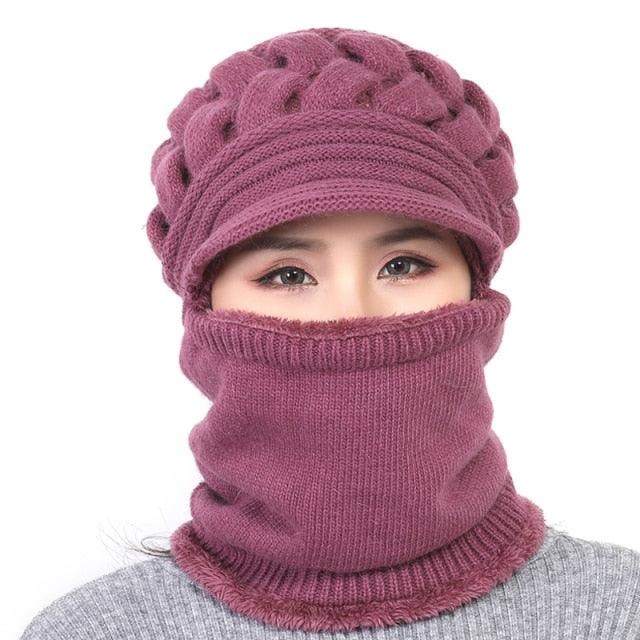 New Winter Balaclava Beanies Mother Hat Women Warm Thick Skellies Riding Outdoor Hats Gorgas Stripes Beanie Cap Mask Scarf Hat Set Outdoor Sport Warm Beanies Hat For Men Knitted Hats Bandana Hiking Camping Kid Neck Warmer Cap