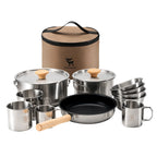 304 Stainless Steel 5-Piece Camping Cookware Set with Teflon Coating