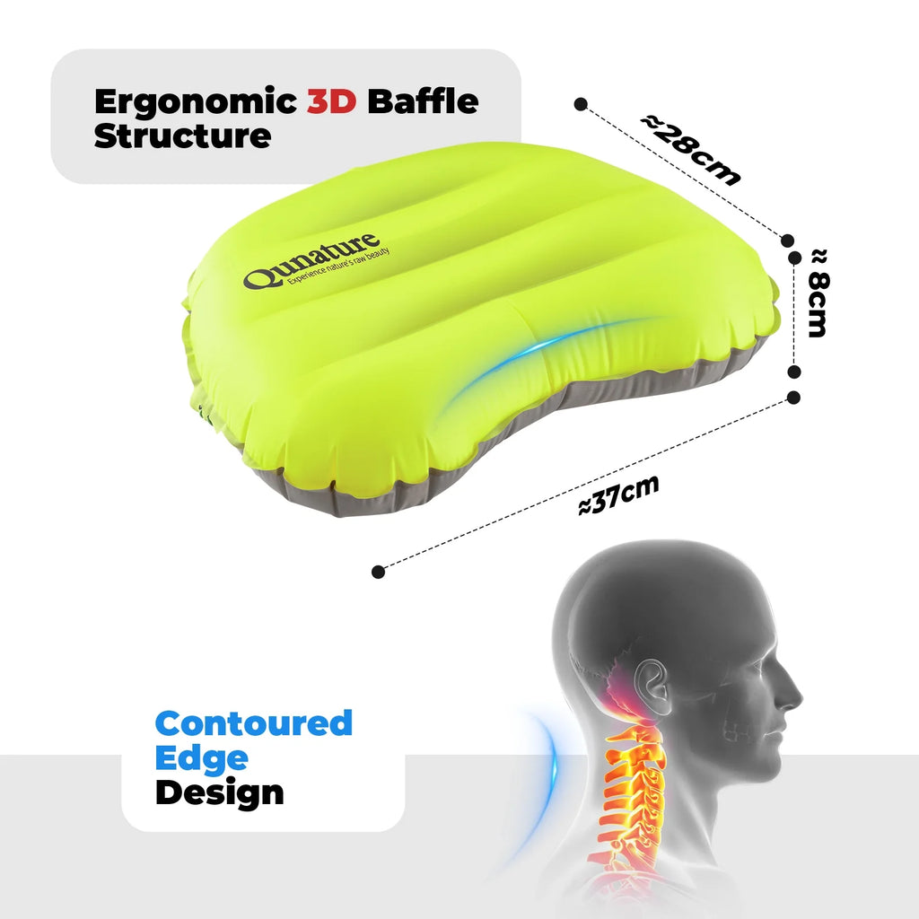 Ultralight Inflatable Camping Pillow for Neck Lumbar Support & Hiking Sleeping