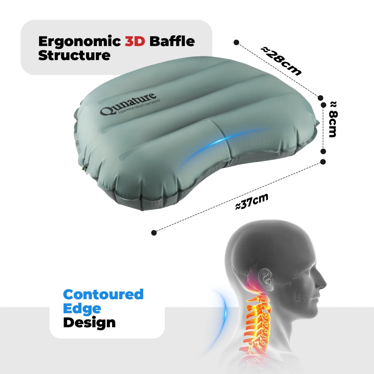 Ultralight Inflatable Camping Pillow for Neck Lumbar Support & Hiking Sleeping