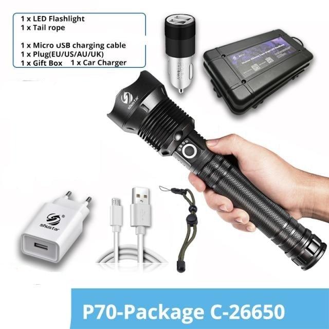 Rechargeable LED Flashlights Waterproof Hnadheld Super Bright High Lumens  Zoomable Powerful Lamp Bead Flashlight Torch For Outdoor & Indoor Camping Running Fishing Hiking Lamp