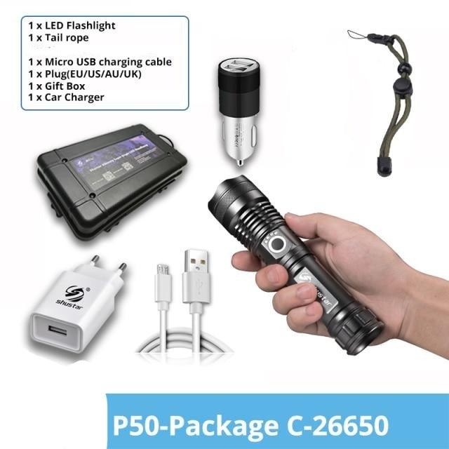 Rechargeable LED Flashlights Waterproof Hnadheld Super Bright High Lumens  Zoomable Powerful Lamp Bead Flashlight Torch For Outdoor & Indoor Camping Running Fishing Hiking Lamp