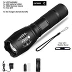 Waterproof Z45 Led Flashlight Ultra Bright Waterproof MINI Torch T6/L2/V6 zoomable 5 Modes 18650 rechargeable Battery for camping tactica Led Mini Water-Resistant Torch Light For Indoor & Outdoor Camping Hiking Accessories Gear